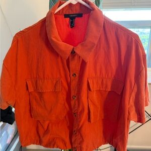 Forever 21 Orange Button-Up Shirt